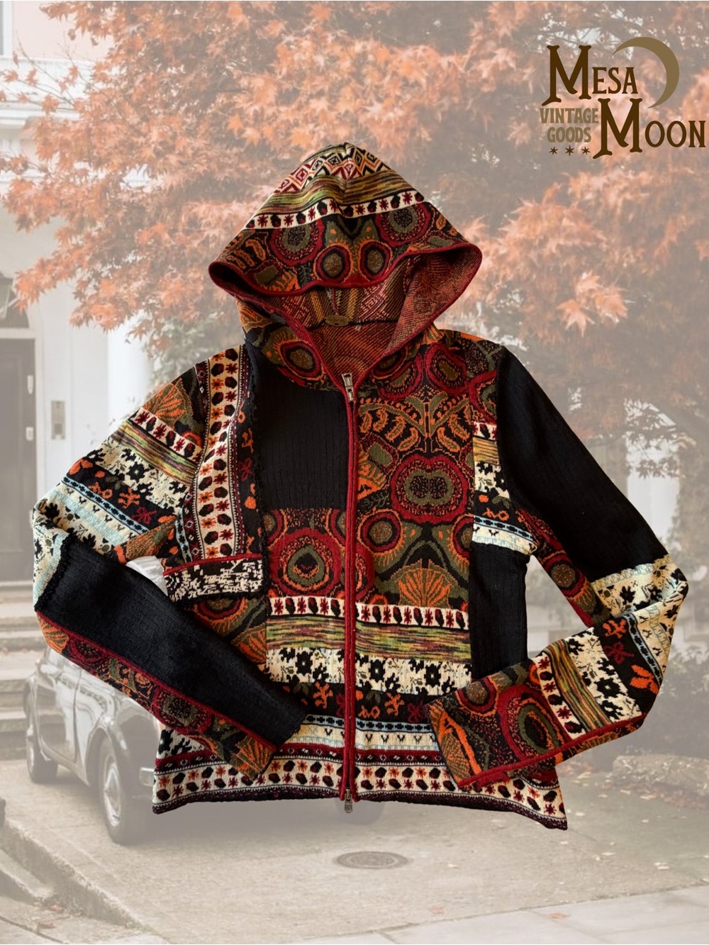 Vintage Hooded Boho Patchwork Sweater